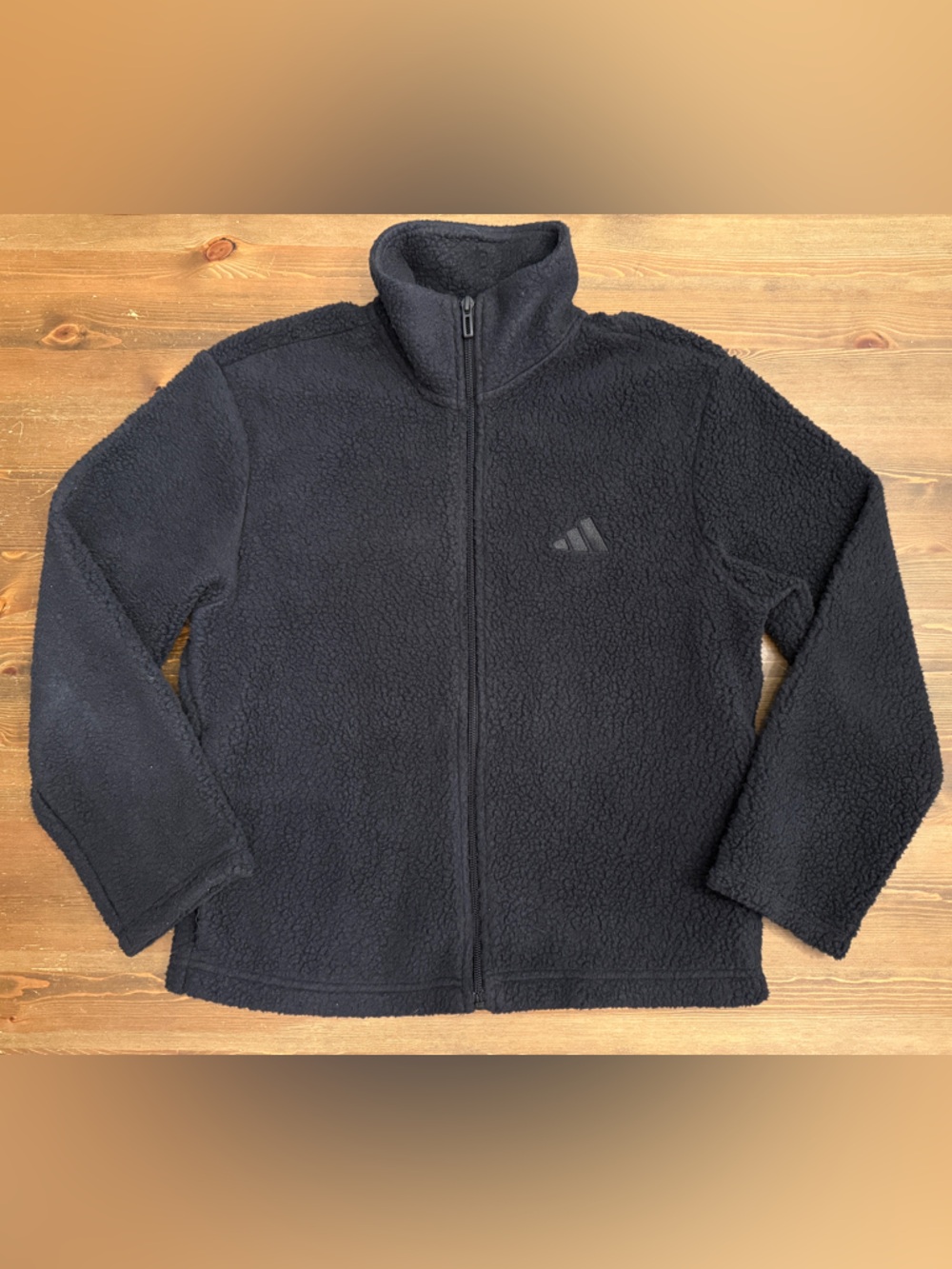 Adidas Black Small Sherpa Fleece Jacket Zip-Up